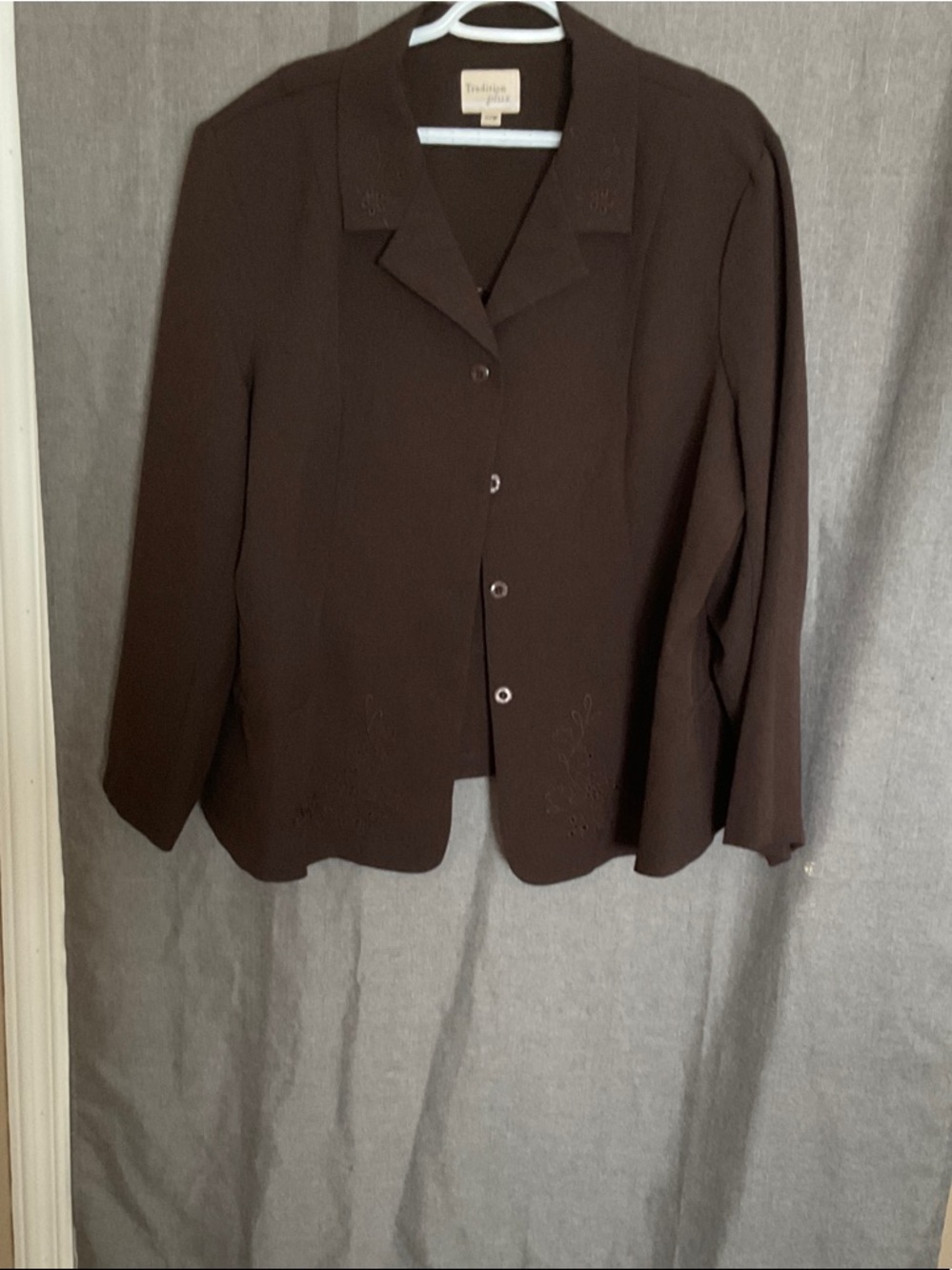 Chocolate Brown Button-Front Suit Jacket